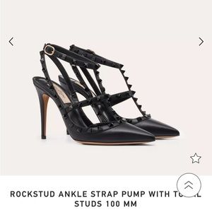 Valentino Garavani Black Rockstud Ankle Strap Pumps